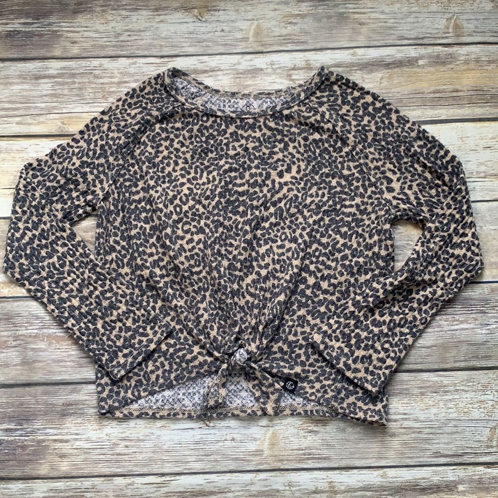 Treasure & Bond Leopard Fleeced Long Sleeve Top